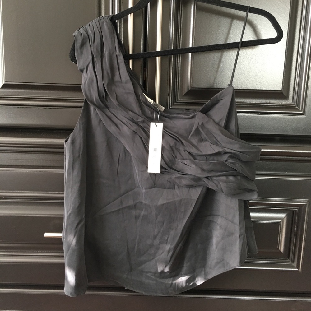 Alice + Olivia one shoulder pleated neckline top